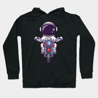 Cute Astronaut Riding Motorbike Cartoon Hoodie